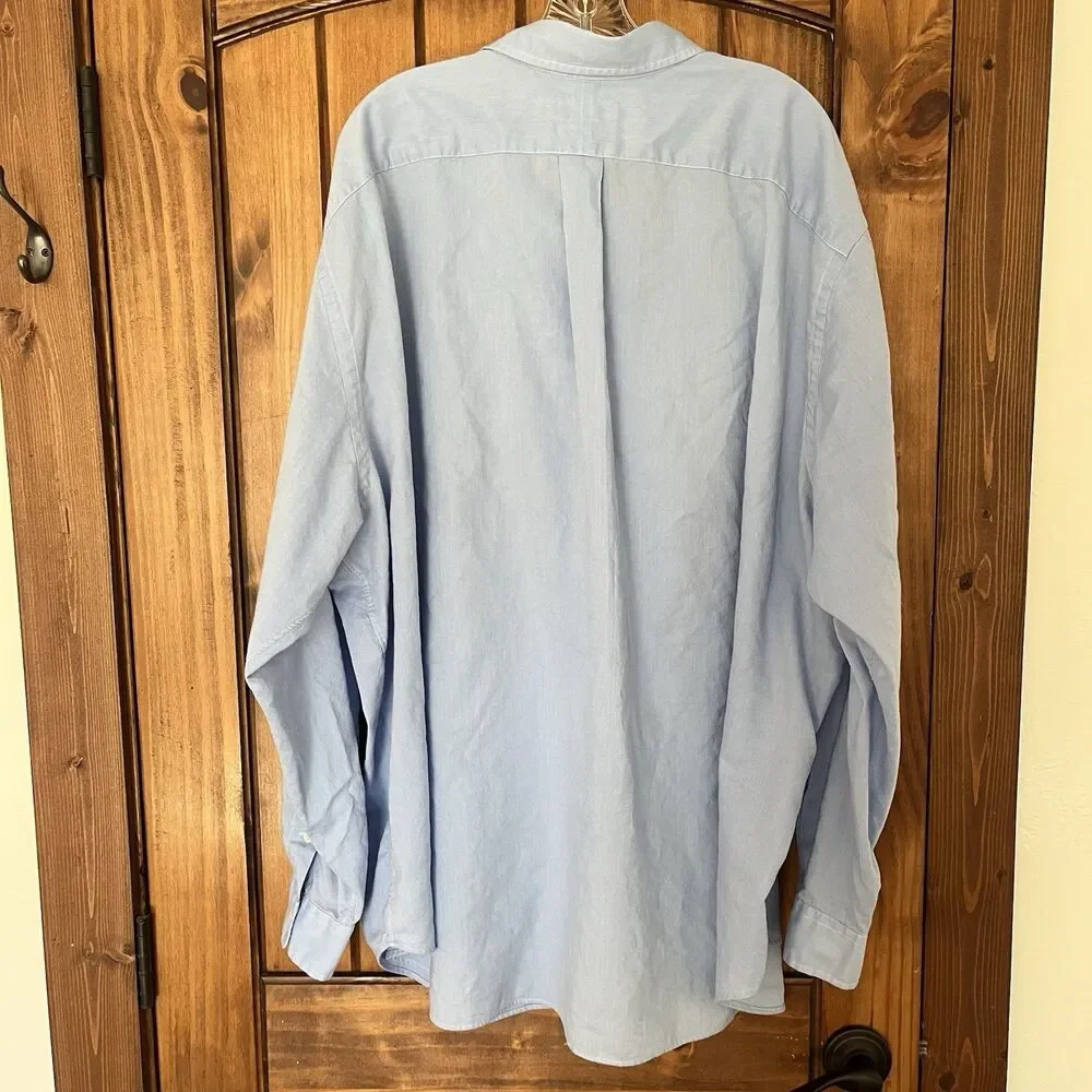 Polo Ralph Lauren Men's Light Blue Oxford Button Down Shirt Pony 4X 4XB Big Tall
